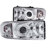 ANZO 1994-2001 Dodge Ram Projector Headlights w/ Halo Chrome ANZO Headlights  AXOPROS