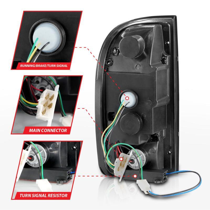 ANZO 1995-2000 Toyota Tacoma LED Taillights Black Housing Smoke Lens (Pair) ANZO Tail Lights  AXOPROS