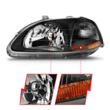 ANZO 1996-1998 Honda Civic Crystal Headlights Black ANZO Headlights  AXOPROS