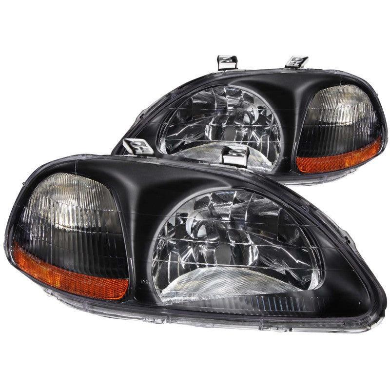 ANZO 1996-1998 Honda Civic Crystal Headlights Black ANZO Headlights  AXOPROS