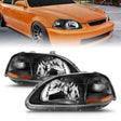 ANZO 1996-1998 Honda Civic Crystal Headlights Black ANZO Headlights  AXOPROS