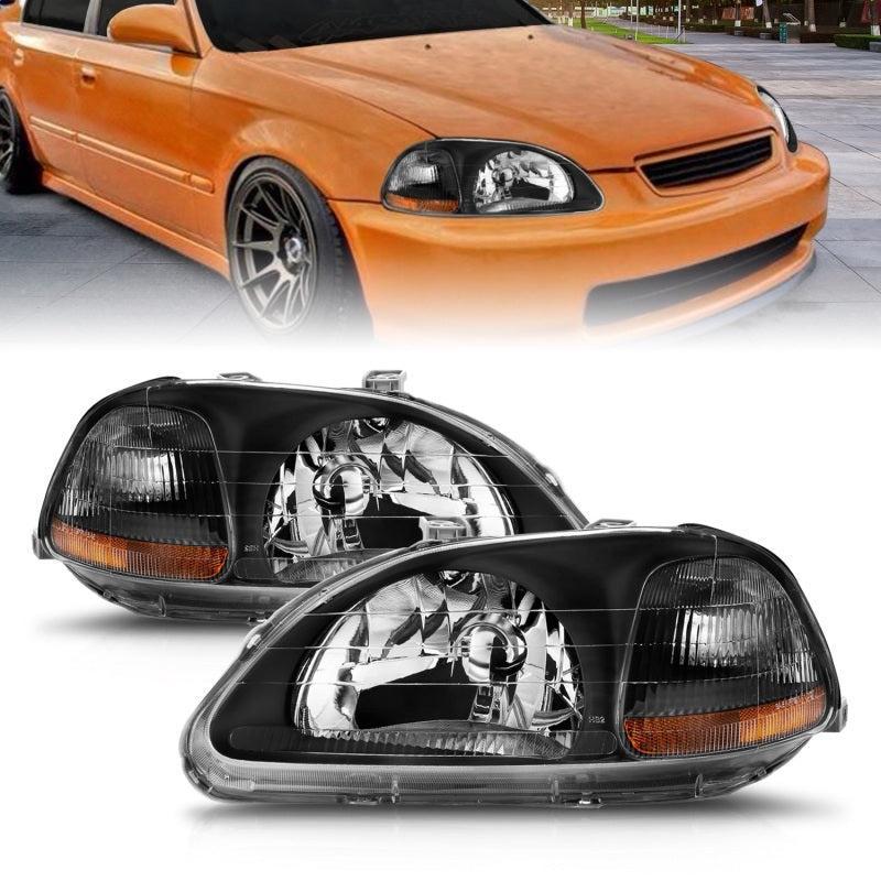 ANZO 1996-1998 Honda Civic Crystal Headlights Black ANZO Headlights  AXOPROS