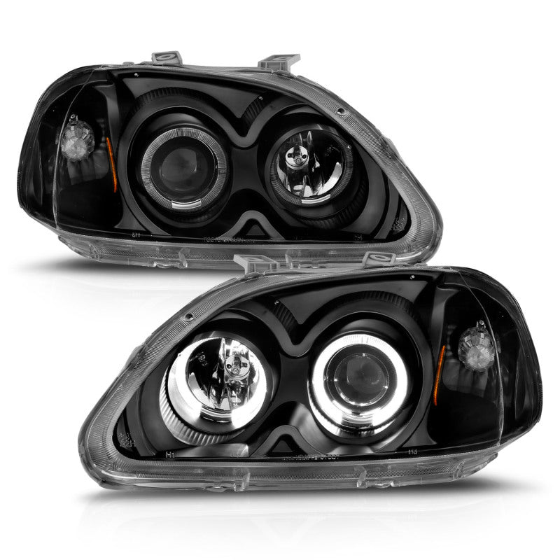 ANZO 1996-1998 Honda Civic Projector Headlights w/ Halo Black ANZO Headlights  AXOPROS