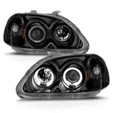 ANZO 1996-1998 Honda Civic Projector Headlights w/ Halo Black ANZO Headlights  AXOPROS