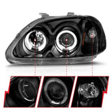 ANZO 1996-1998 Honda Civic Projector Headlights w/ Halo Black ANZO Headlights  AXOPROS