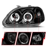 ANZO 1996-1998 Honda Civic Projector Headlights w/ Halo Black ANZO Headlights  AXOPROS