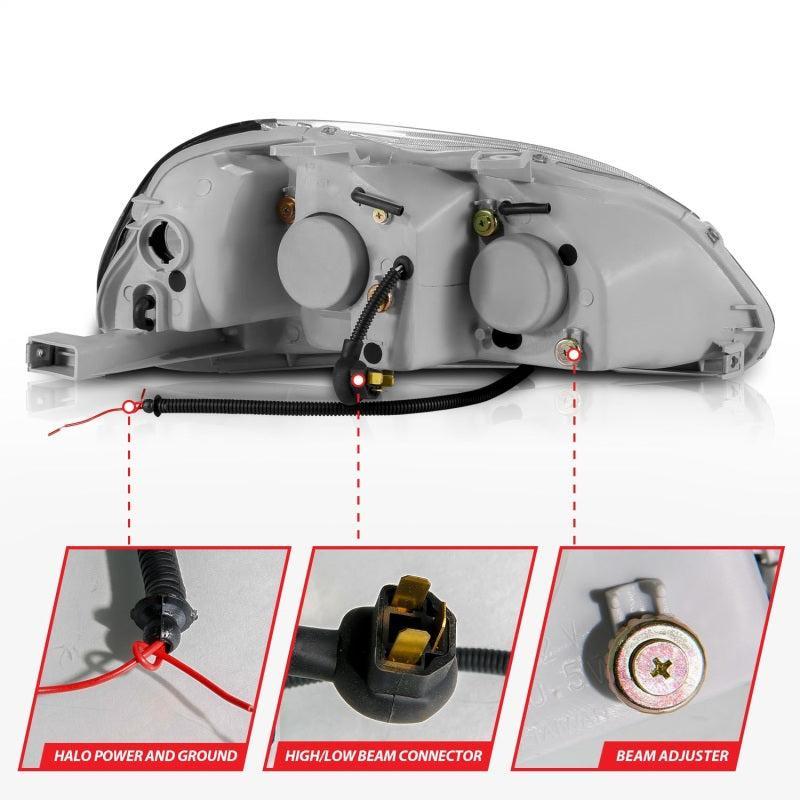 ANZO 1996-1998 Honda Civic Projector Headlights w/ Halo Black ANZO Headlights  AXOPROS