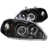 ANZO 1996-1998 Honda Civic Projector Headlights w/ Halo Black ANZO Headlights  AXOPROS