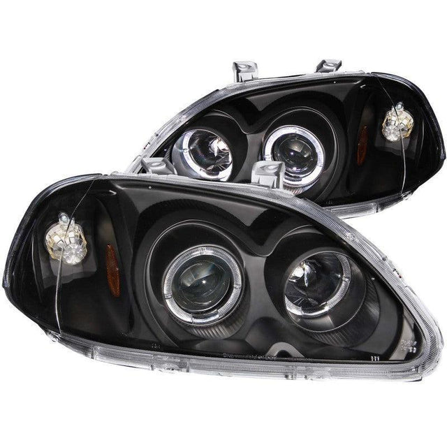 ANZO 1996-1998 Honda Civic Projector Headlights w/ Halo Black ANZO Headlights  AXOPROS