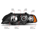 ANZO 1997-2001 BMW 5 Series Projector Headlights w/ Halo Black ANZO Headlights  AXOPROS
