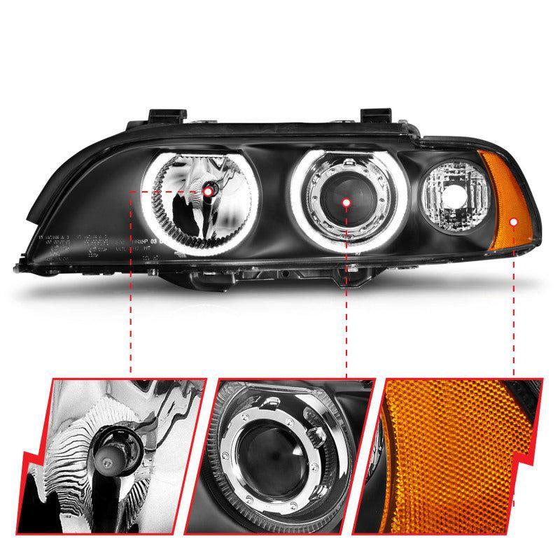 ANZO 1997-2001 BMW 5 Series Projector Headlights w/ Halo Black ANZO Headlights  AXOPROS
