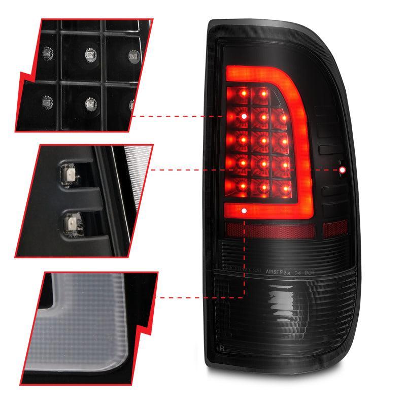 ANZO 1997-2003 Ford F-150 LED Tail Lights w/ Light Bar Black Housing Smoke Lens ANZO Tail Lights  AXOPROS