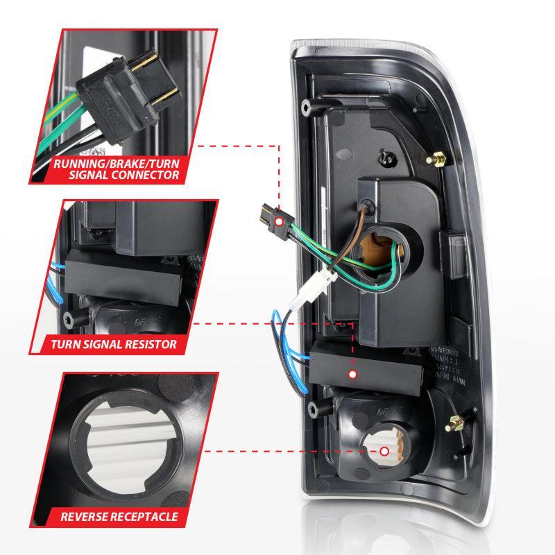 ANZO 1997-2003 Ford F-150 LED Tail Lights w/ Light Bar Black Housing Smoke Lens ANZO Tail Lights  AXOPROS