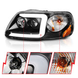 ANZO 1997-2003 Ford F-150 Projector Headlights w/ Light Bar Black Housing ANZO Headlights  AXOPROS