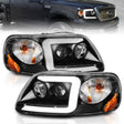 ANZO 1997-2003 Ford F-150 Projector Headlights w/ Light Bar Black Housing ANZO Headlights  AXOPROS