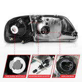 ANZO 1997-2003 Ford F150 Crystal Headlight Black w/ Parking Light ANZO Headlights  AXOPROS