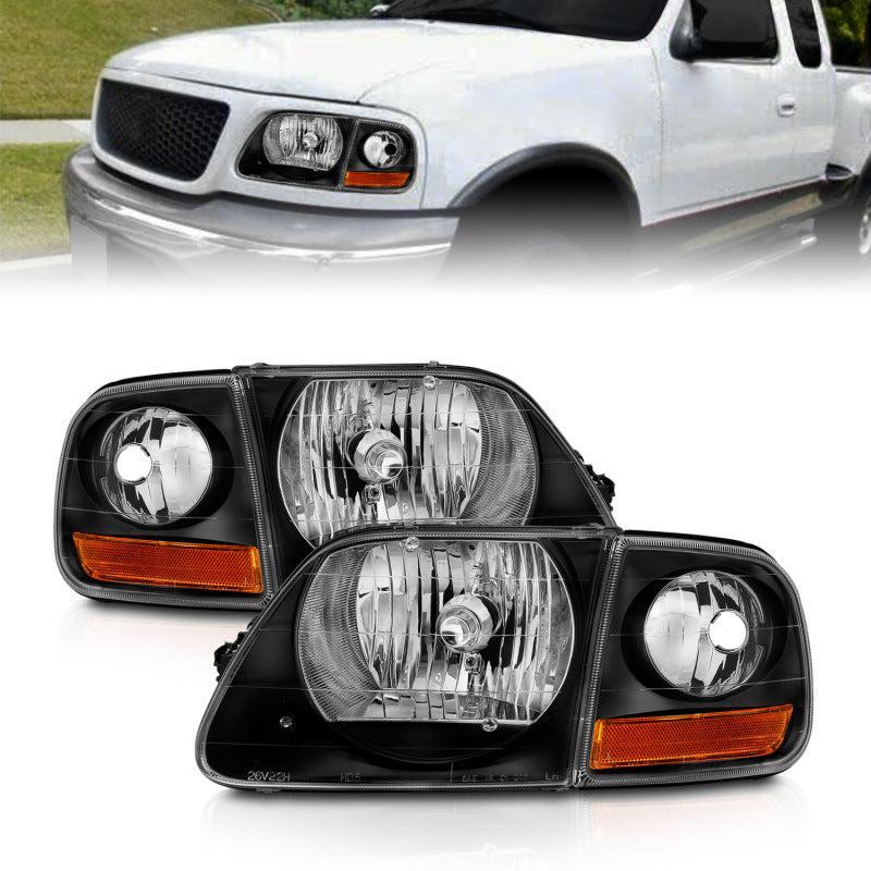 ANZO 1997-2003 Ford F150 Crystal Headlight Black w/ Parking Light ANZO Headlights  AXOPROS