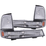 ANZO 1998-2000 Ford Ranger Euro Parking Lights Chrome w/ Amber Reflector ANZO Lights Corner  AXOPROS