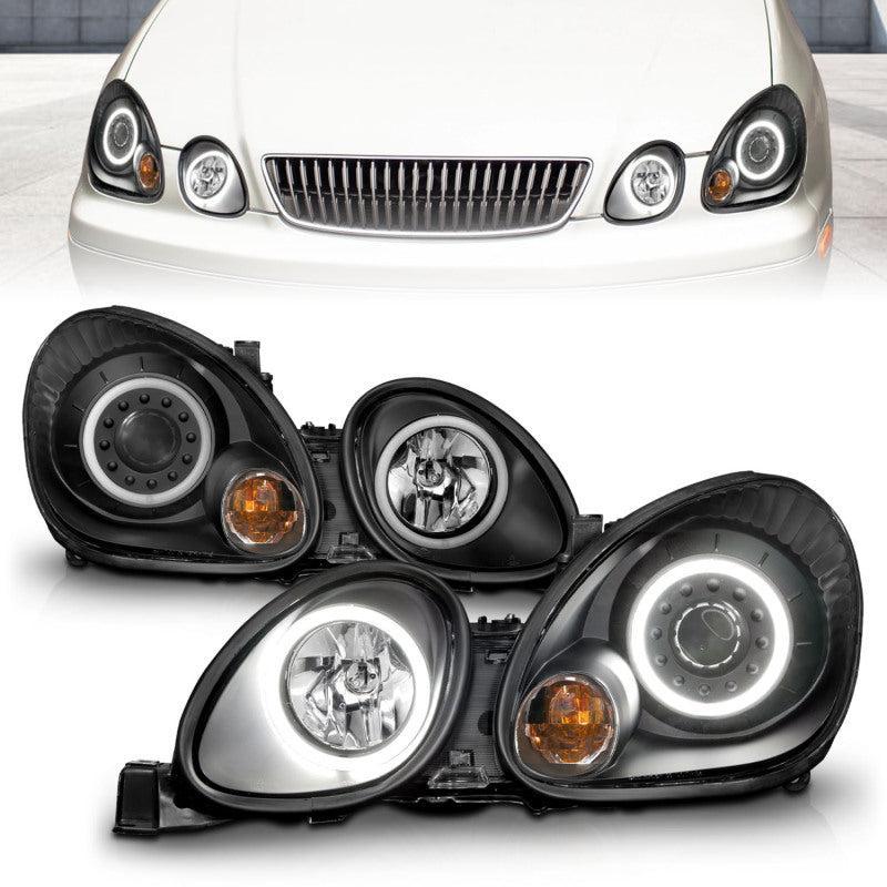 ANZO 1998-2005 Lexus Gs300 Projector Headlights w/ Halo Black ANZO Headlights  AXOPROS