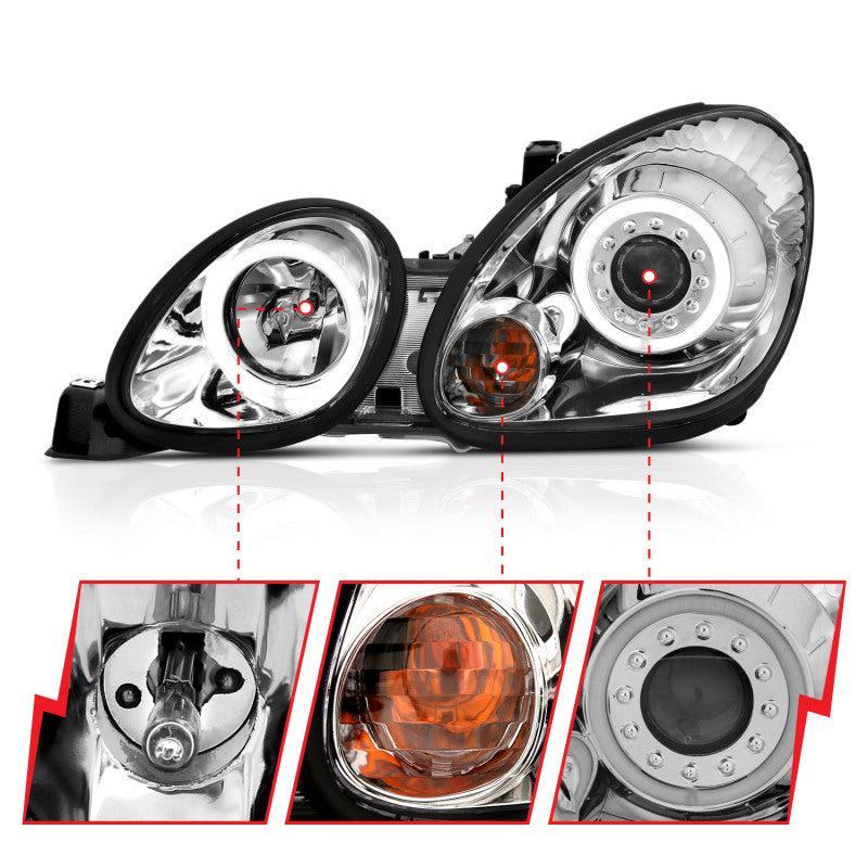 ANZO 1998-2005 Lexus Gs300 Projector Headlights w/ Halo Chrome ANZO Headlights  AXOPROS