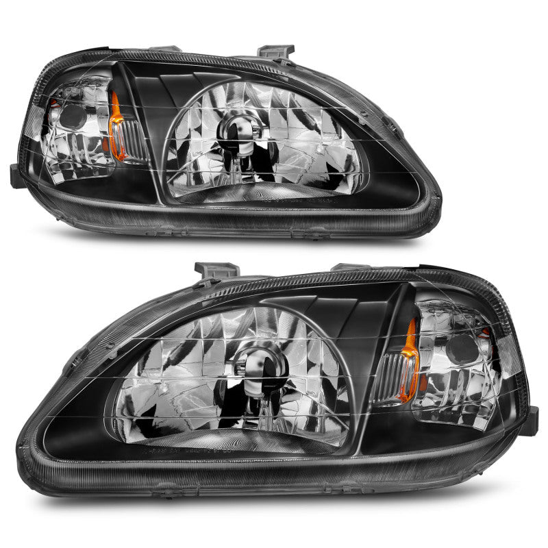 ANZO 1999-2000 Honda Civic Crystal Headlights Black ANZO Headlights  AXOPROS