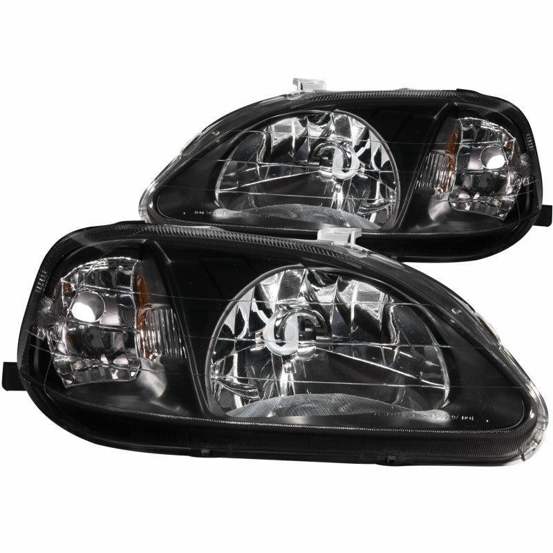 ANZO 1999-2000 Honda Civic Crystal Headlights Black ANZO Headlights  AXOPROS