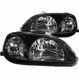 ANZO 1999-2000 Honda Civic Crystal Headlights Black ANZO Headlights  AXOPROS