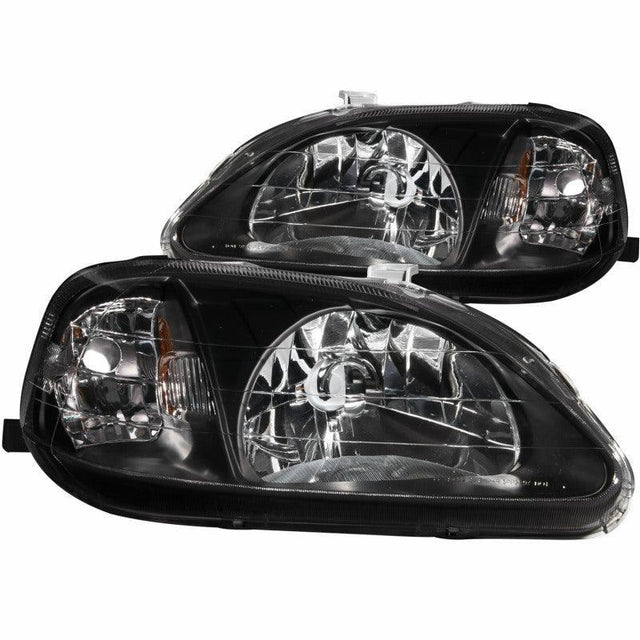ANZO 1999-2000 Honda Civic Crystal Headlights Black ANZO Headlights  AXOPROS