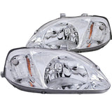 ANZO 1999-2000 Honda Civic Crystal Headlights Chrome ANZO Headlights  AXOPROS