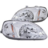 ANZO 1999-2000 Honda Civic Crystal Headlights Chrome ANZO Headlights  AXOPROS