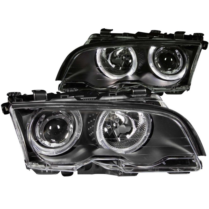 ANZO 1999-2001 BMW 3 Series E46 Projector Headlights w/ Halo Black ANZO Headlights  AXOPROS
