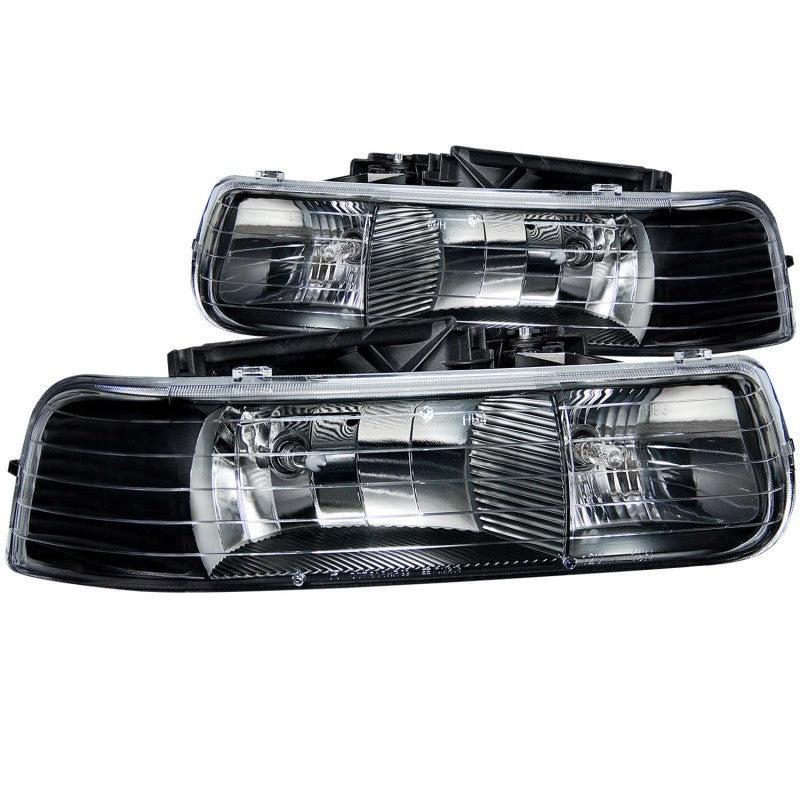 ANZO 1999-2002 Chevrolet Silverado 1500 Crystal Headlights Black ANZO Headlights  AXOPROS