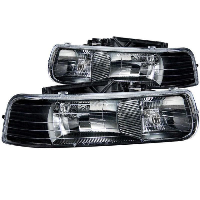ANZO 1999-2002 Chevrolet Silverado 1500 Crystal Headlights Black ANZO Headlights  AXOPROS