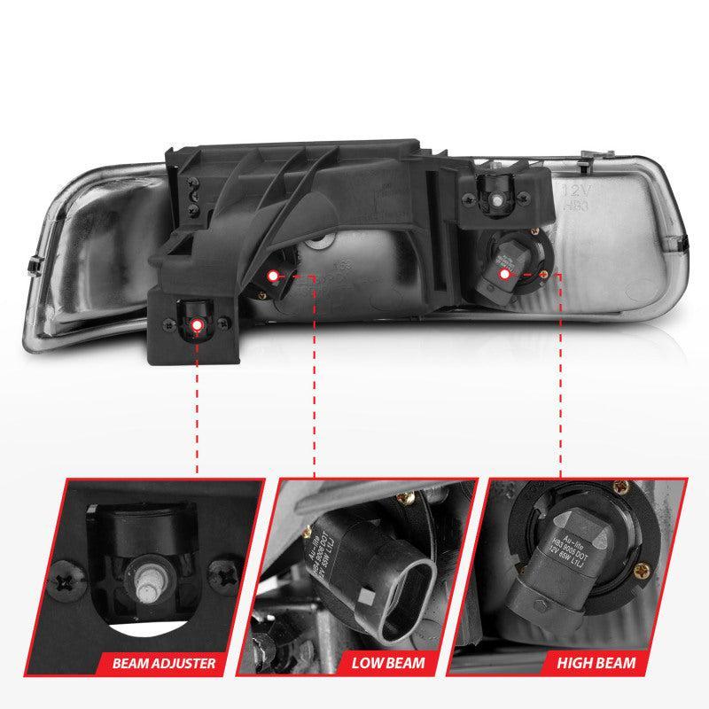 ANZO 1999-2002 Chevrolet Silverado 1500 Crystal Headlights Chrome ANZO Headlights  AXOPROS