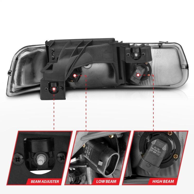 ANZO 1999-2002 Chevrolet Silverado 1500 Crystal Headlights Chrome ANZO Headlights  AXOPROS