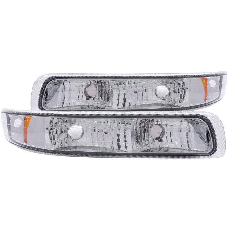 ANZO 1999-2002 Chevrolet Silverado 1500 Euro Parking Lights Chrome w/ Amber Reflector - AXOPROS