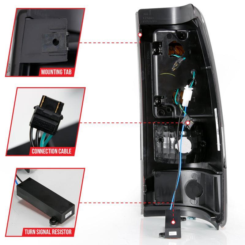 ANZO 1999-2002 Chevy Silverado 1500 LED Taillights Plank Style Black w/Clear Lens ANZO Tail Lights  AXOPROS