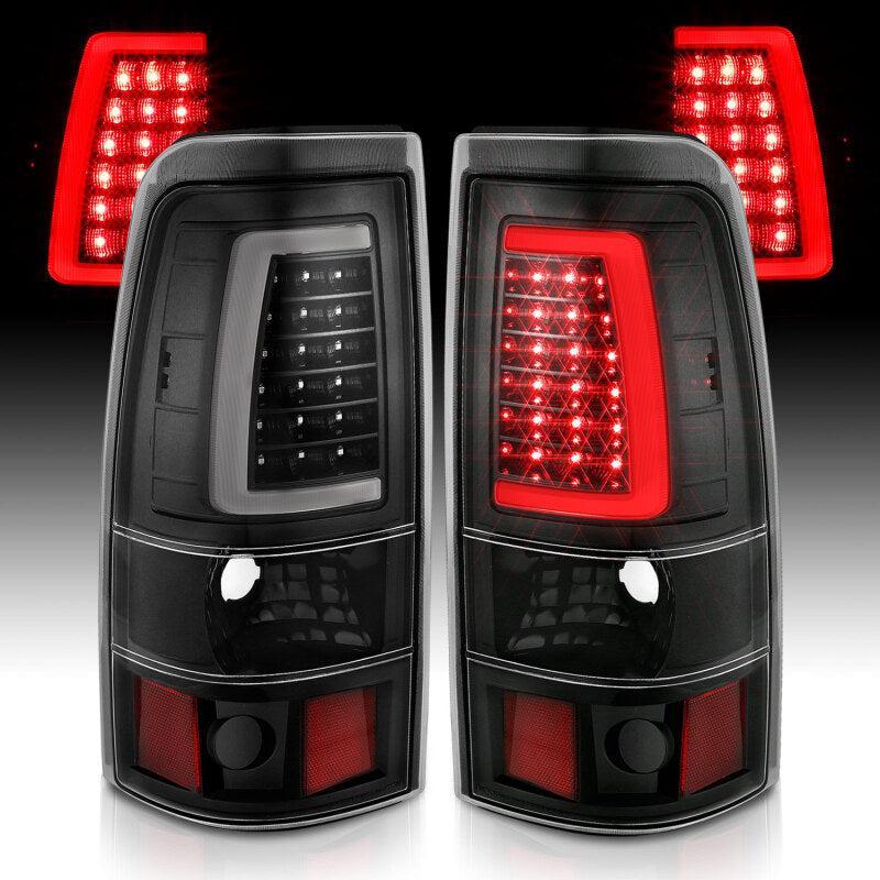 ANZO 1999-2002 Chevy Silverado 1500 LED Taillights Plank Style Black w/Clear Lens ANZO Tail Lights  AXOPROS
