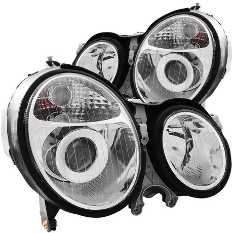 ANZO 1999-2002 Mercedes Benz E Class W210 Projector Headlights Chrome ANZO Headlights  AXOPROS