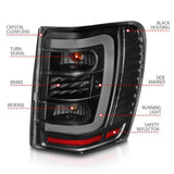 ANZO 1999-2004 Jeep Grand Cherokee LED Tail Lights w/ Light Bar Black Housing Clear Lens ANZO Tail Lights  AXOPROS