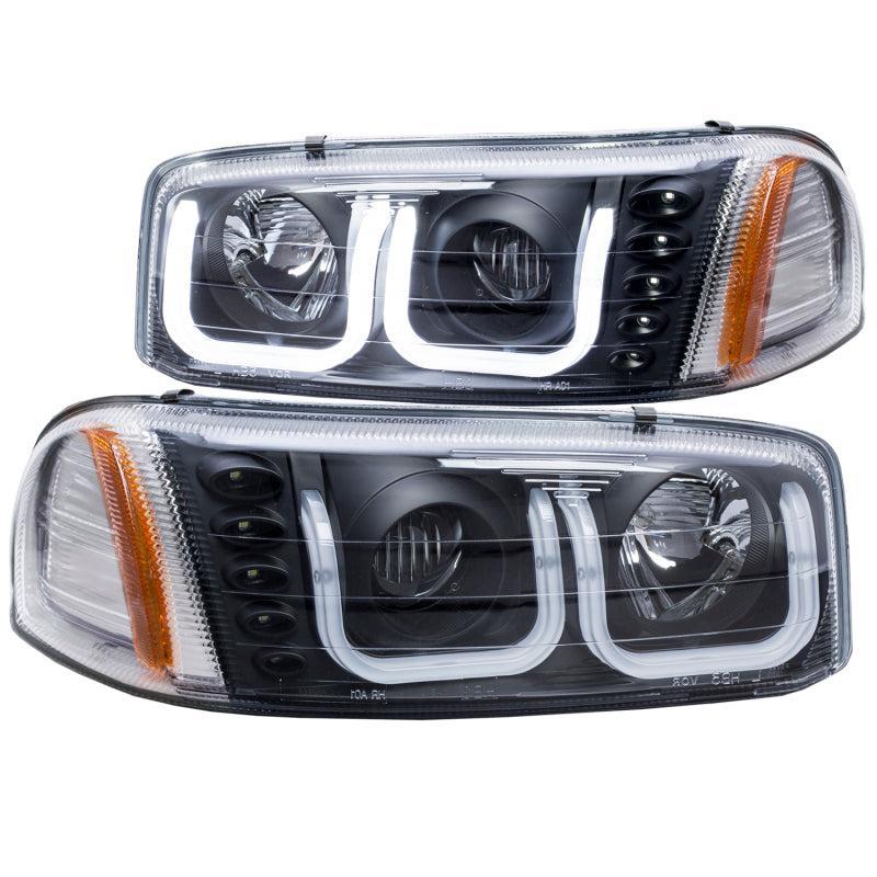 ANZO 1999-2006 Gmc Sierra 1500 Projector Headlights w/ U-Bar Black ANZO Headlights  AXOPROS