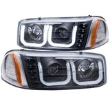 ANZO 1999-2006 Gmc Sierra 1500 Projector Headlights w/ U-Bar Black ANZO Headlights  AXOPROS