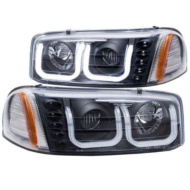 ANZO 1999-2006 Gmc Sierra 1500 Projector Headlights w/ U-Bar Black ANZO Headlights  AXOPROS