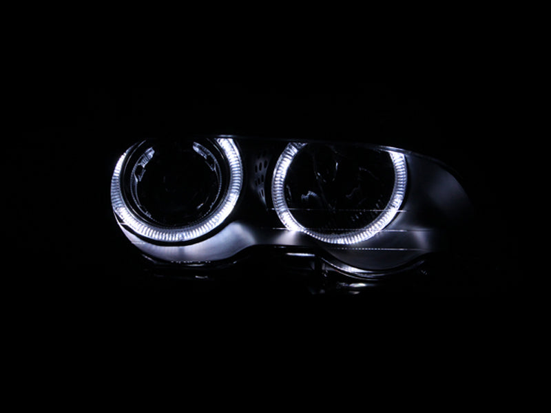 ANZO 2000-2003 BMW 3 Series E46 Projector Headlights w/ Halo Black ANZO Headlights  AXOPROS