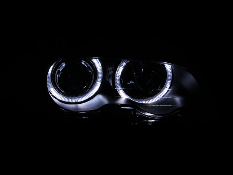 ANZO 2000-2003 BMW 3 Series E46 Projector Headlights w/ Halo Black ANZO Headlights  AXOPROS