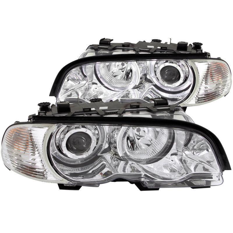 ANZO 2000-2003 BMW 3 Series E46 Projector Headlights w/ Halo Chrome ANZO Headlights  AXOPROS