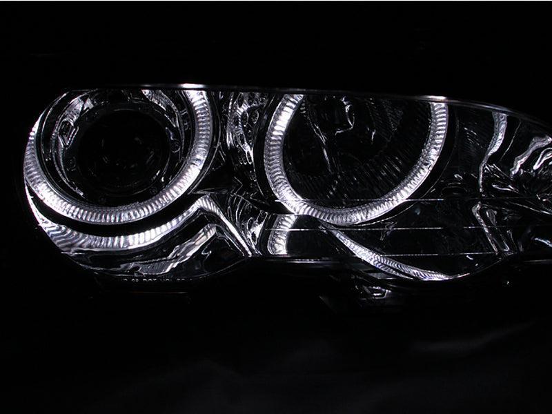 ANZO 2000-2003 BMW 3 Series E46 Projector Headlights w/ Halo Chrome ANZO Headlights  AXOPROS