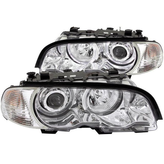 ANZO 2000-2003 BMW 3 Series E46 Projector Headlights w/ Halo Chrome ANZO Headlights  AXOPROS