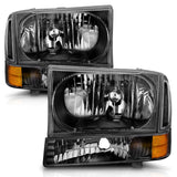 ANZO 2000-2004 Ford Excursion Crystal Headlights Black ANZO Headlights  AXOPROS