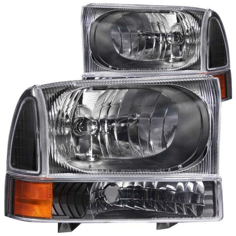 ANZO 2000-2004 Ford Excursion Crystal Headlights Black ANZO Headlights  AXOPROS